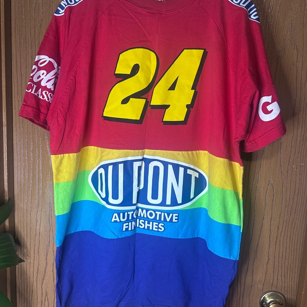 Men’s Vintage 1998 NASCAR Jeff Gordon Dupont T-Shirt Chase Racewear Rainbow XL - Picture 7 of 10